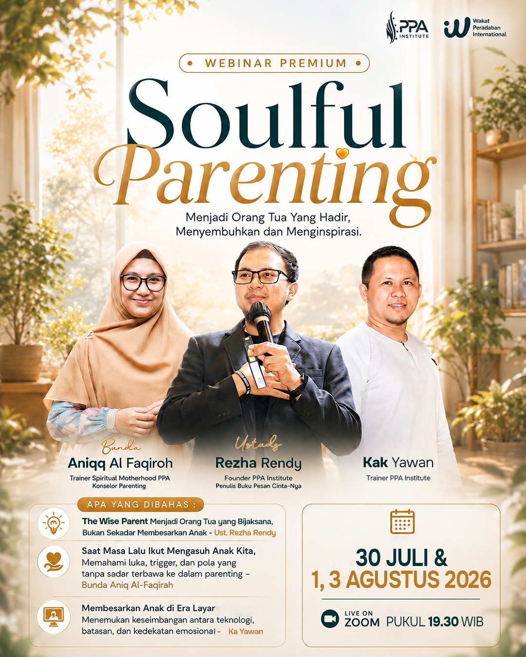 Poster Soulful Parenting Session - Webinar Premium 28-30 Juli 2026